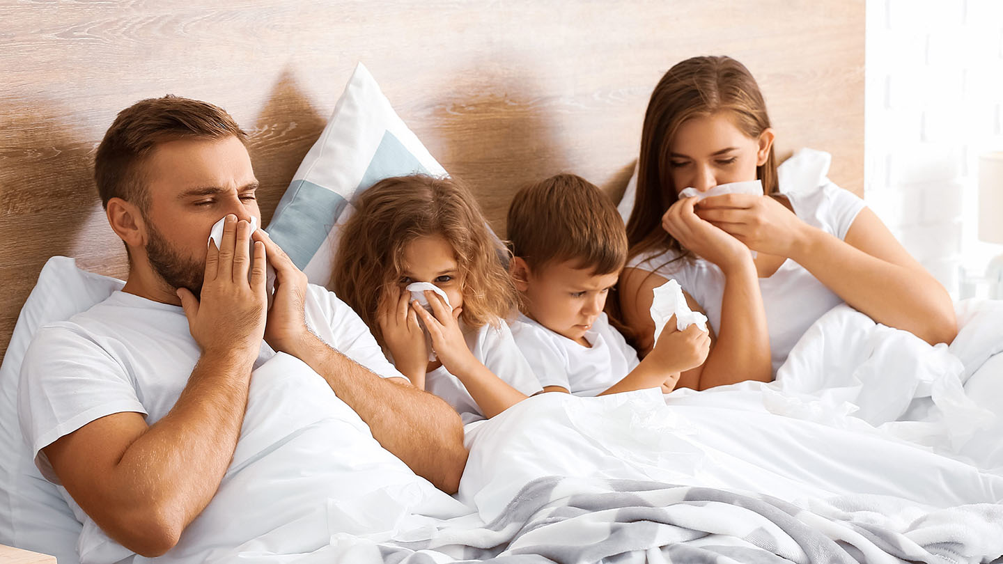 Bolesna obitelj, prehlada, gripa.